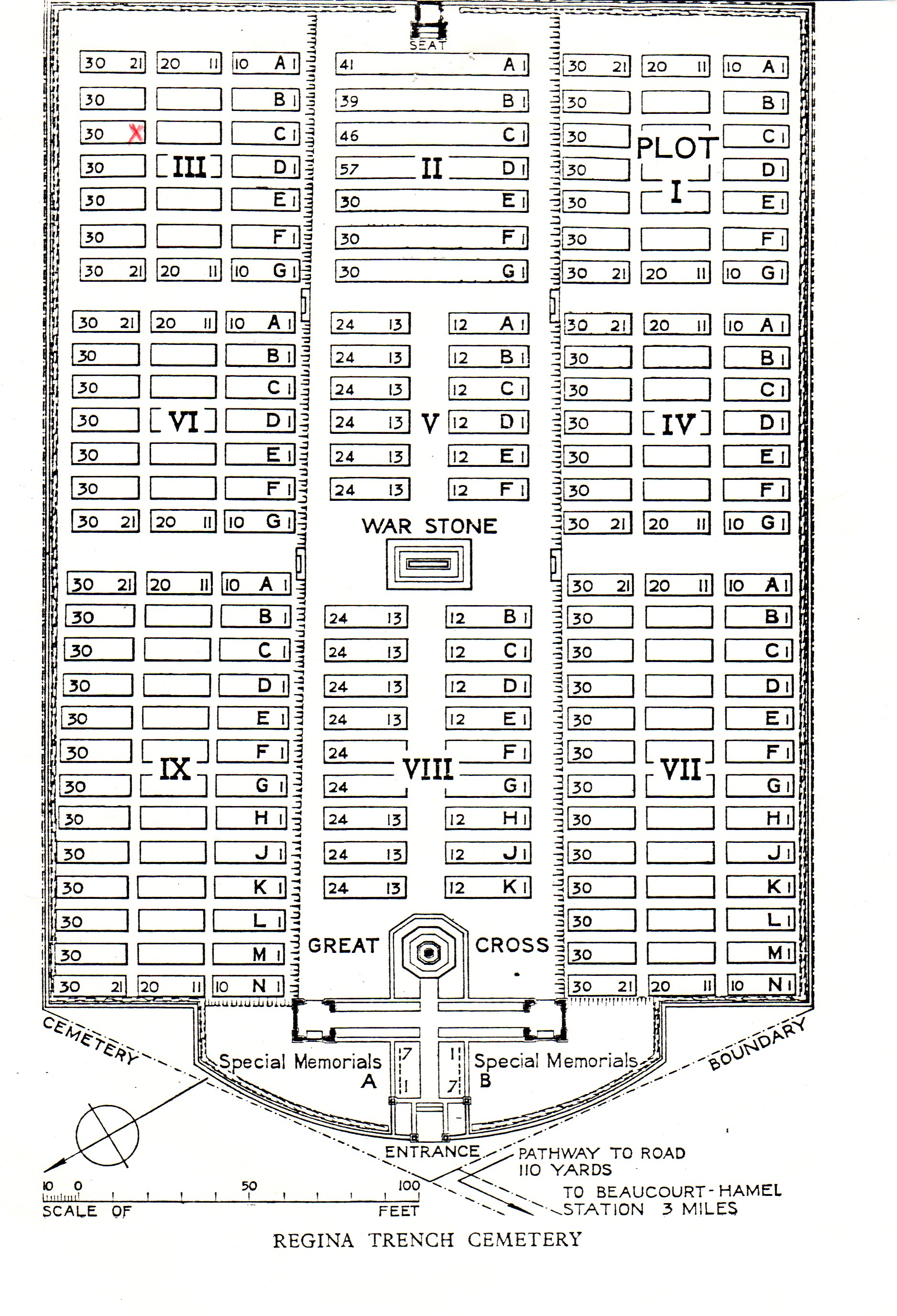 Regina Trench Cemetery, Diagram